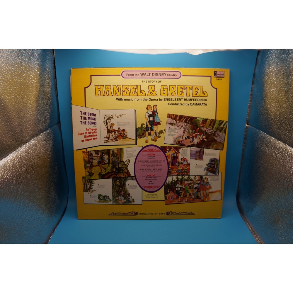 Walt Disney Hansel & Gretel Vinyl Record & Storybook 1969 Disneyland ST-3955